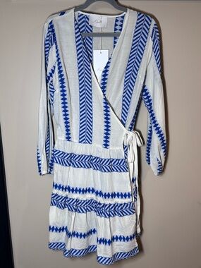 Kasia Blue & White Wrap Mini Dress